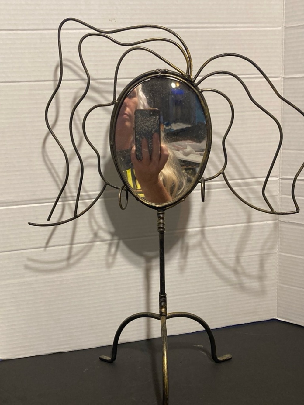 Vintage Whimsical Wrought Iron Silhouette Vanity Mirror